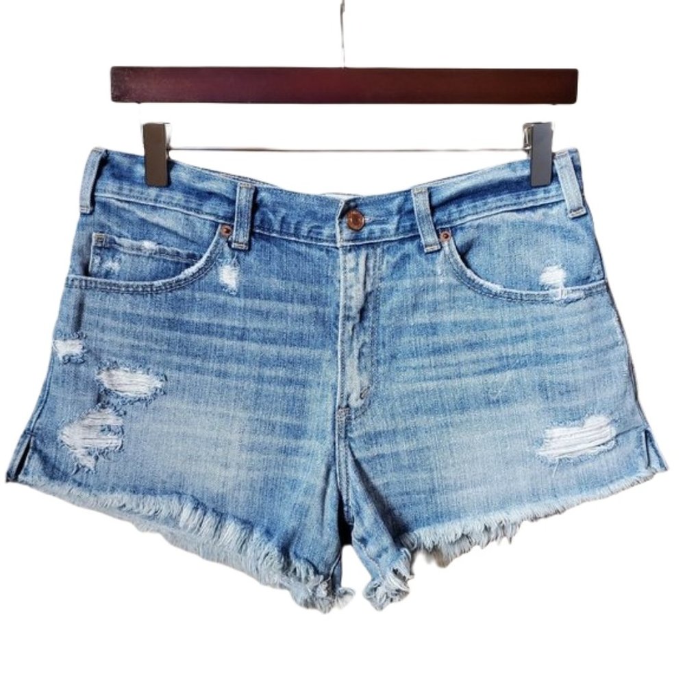 Abercrombie & Fitch High Rise Distressed Cutoffs
